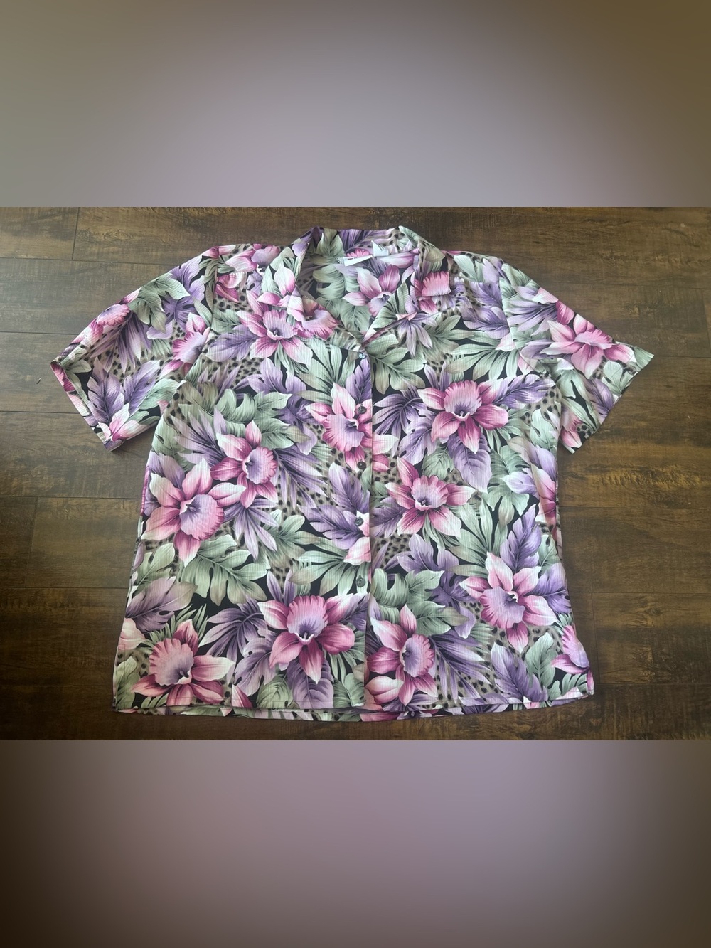 Alia Pink & Purple Floral Short-Sleeve Button-Down Shirt